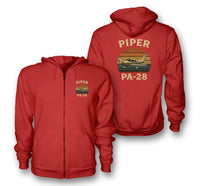 Thumbnail for Retro Piper PA-28 Designed Zipped Hoodies