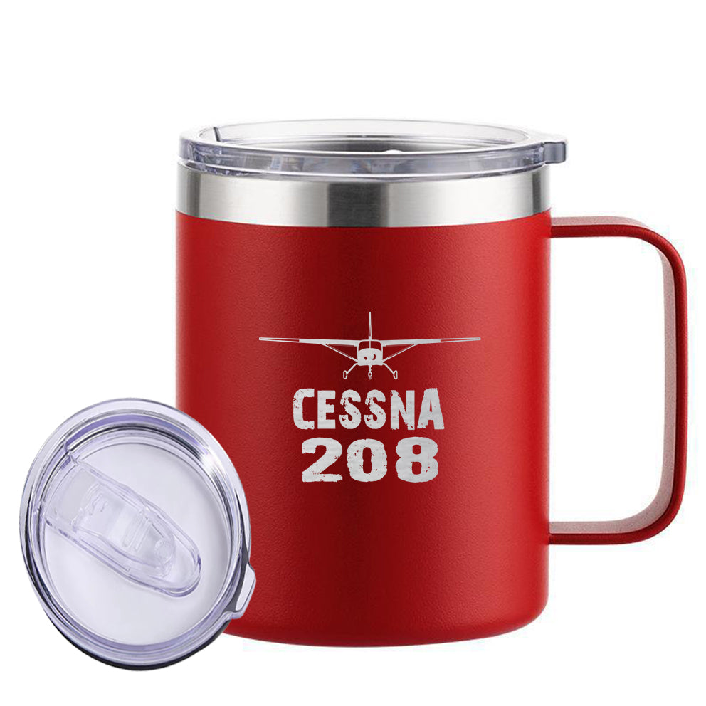 Cessna 208 & Plane Designed Stainless Steel Laser Engraved Mugs