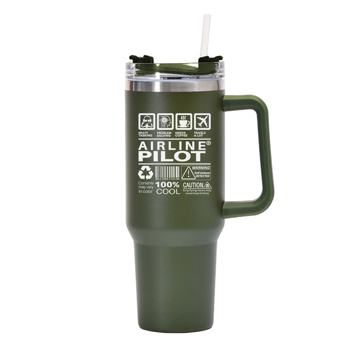 Airline Pilot Label Designed 40oz Stainless Steel Car Mug With Holder
