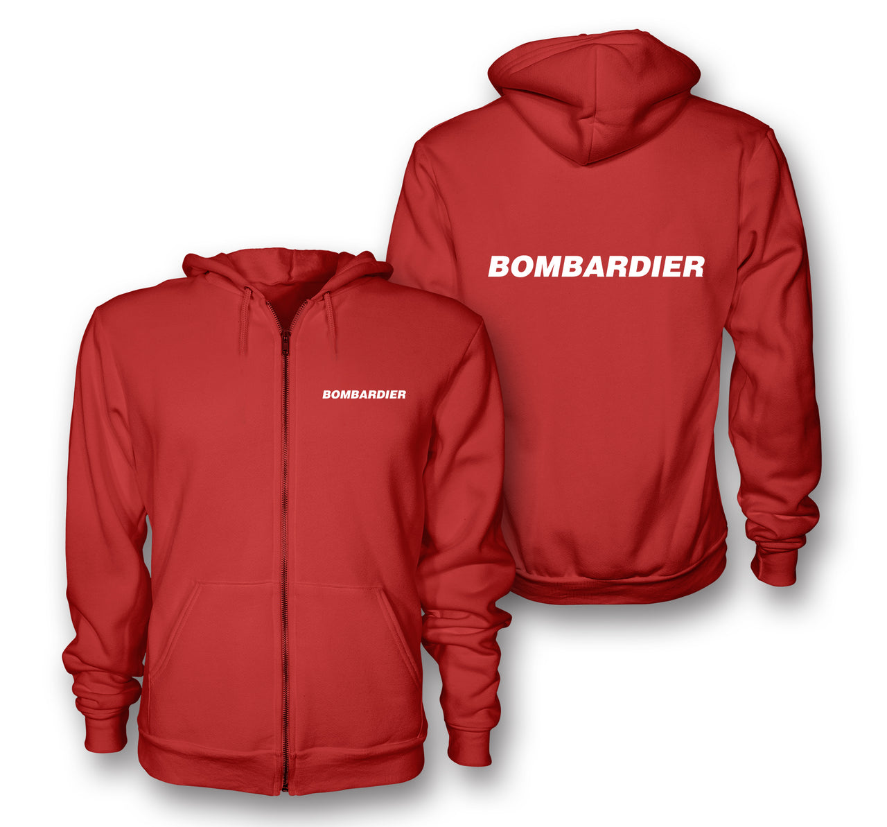 Bombardier & Text Designed Zipped Hoodies