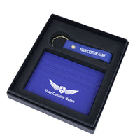 Thumbnail for Your Custom Name/Text Genuine Leather Cardholder Key Ring Gift Box Set