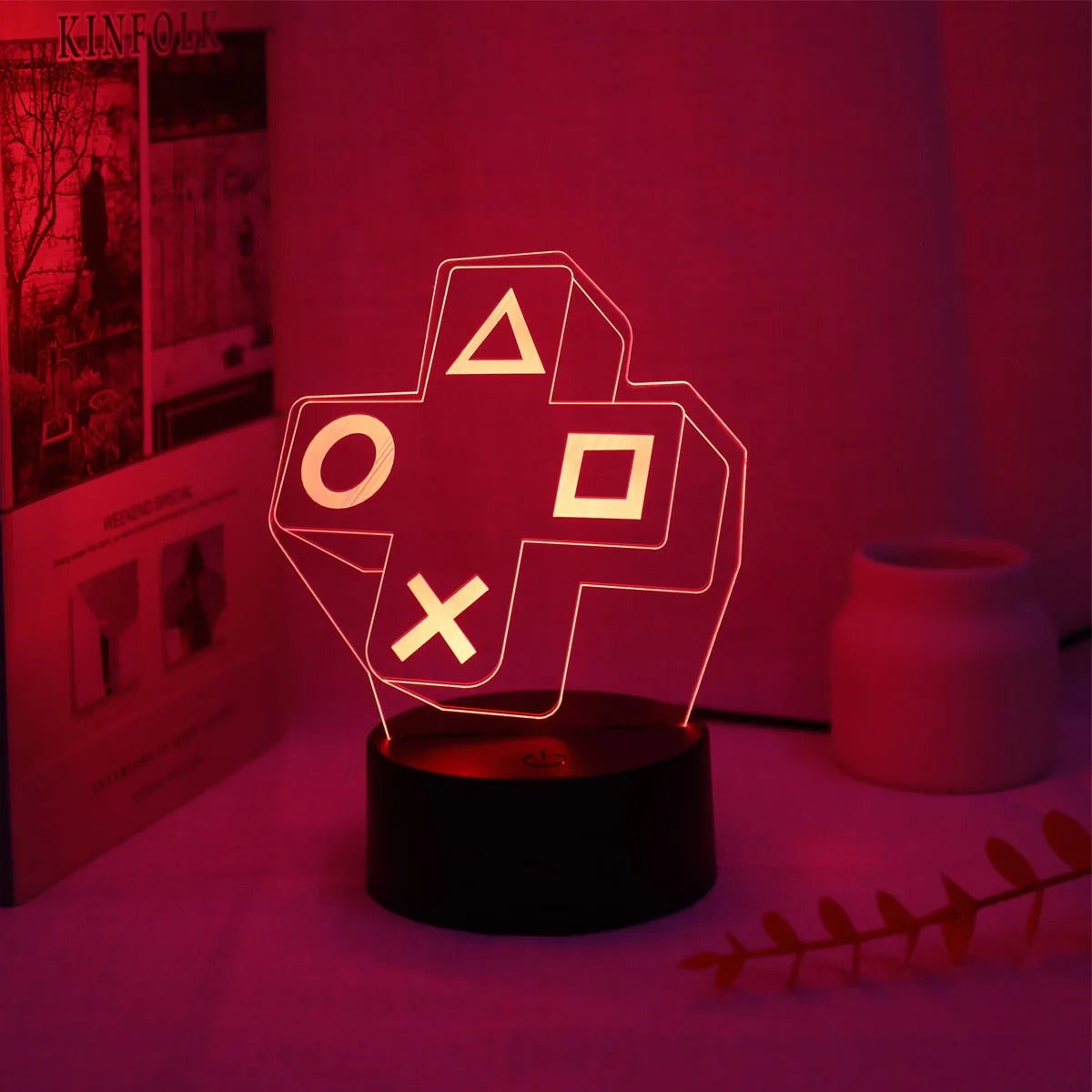 3D Gaming Cross Button Designed Night Lamp