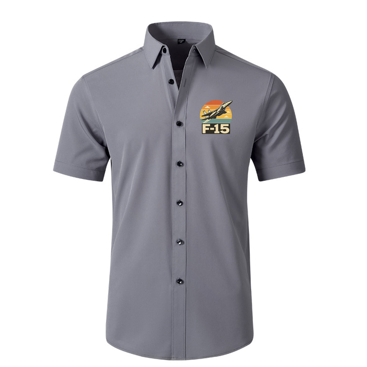 Retro Fighter Jet F15 Designed Short Sleeve Shirts