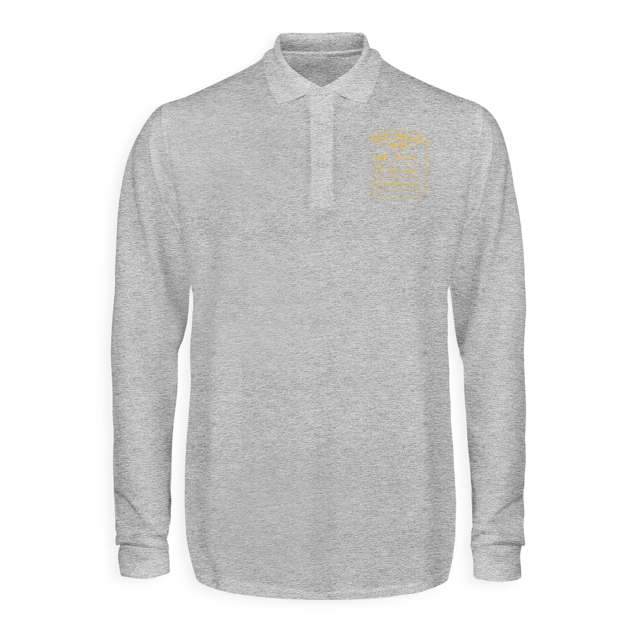 Pilot's Golden Rules Designed Long Sleeve Polo T-Shirts