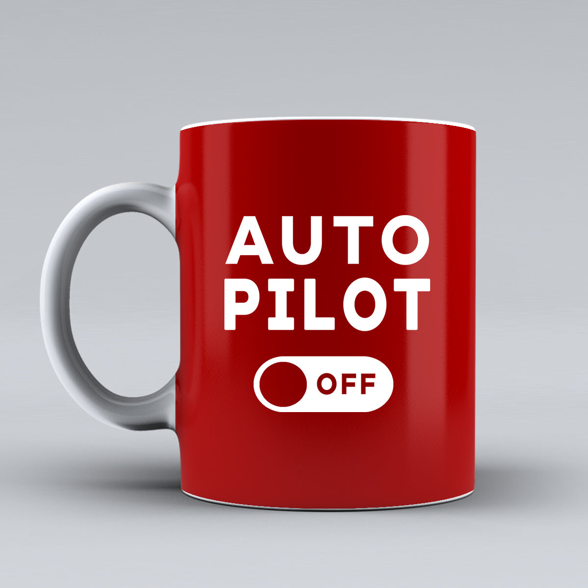 Auto Pilot Off Designed Ceramic White Mugs