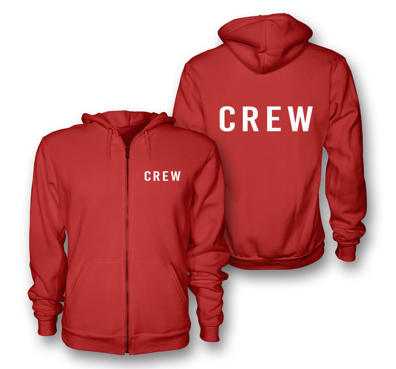 CREW & Text Designed Zipped Hoodies