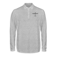 Thumbnail for Propeller Shape Aviation Alphabet Designed Long Sleeve Polo T-Shirts