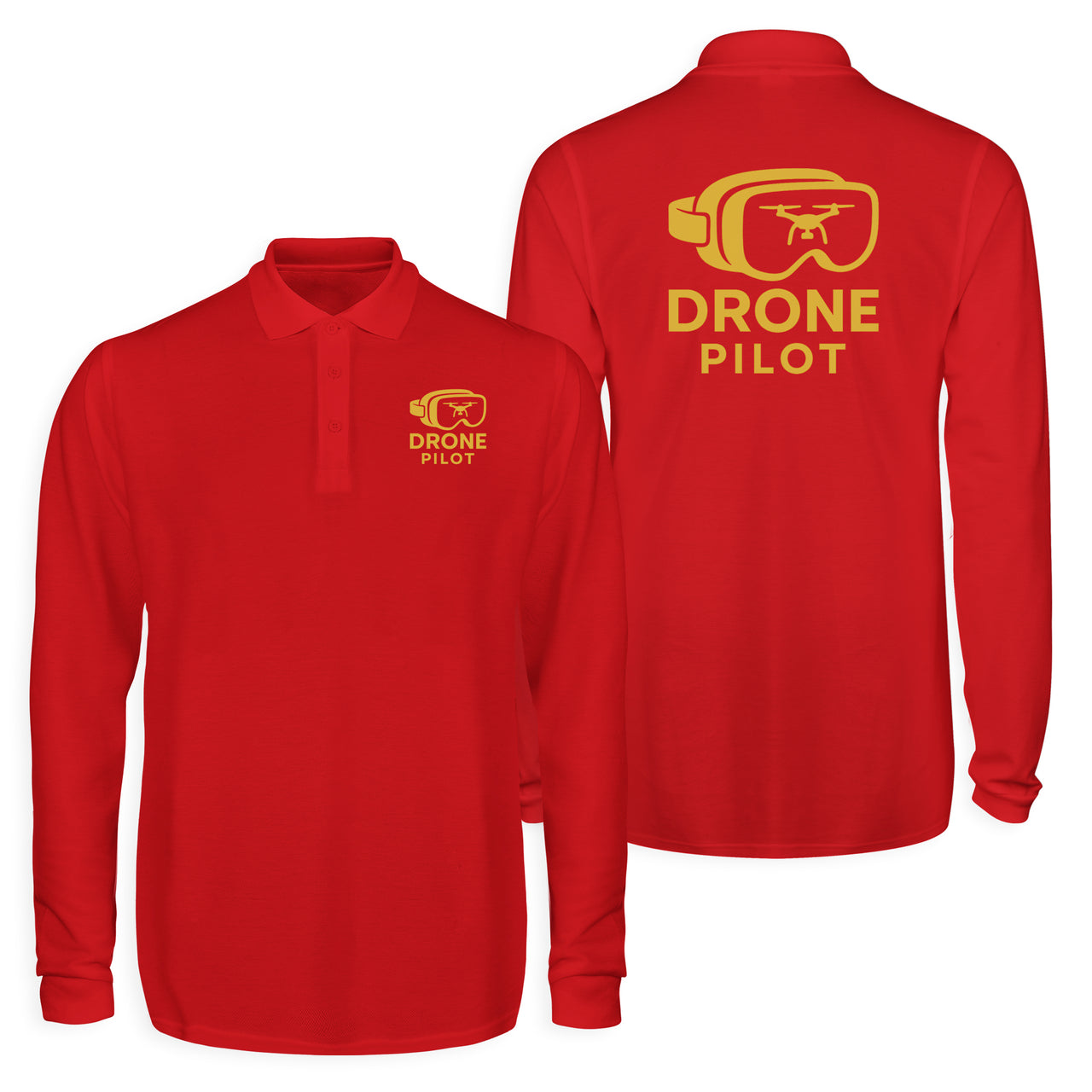 Googles & Drone Pilot Designed Long Sleeve Polo T-Shirts (Double-Side)
