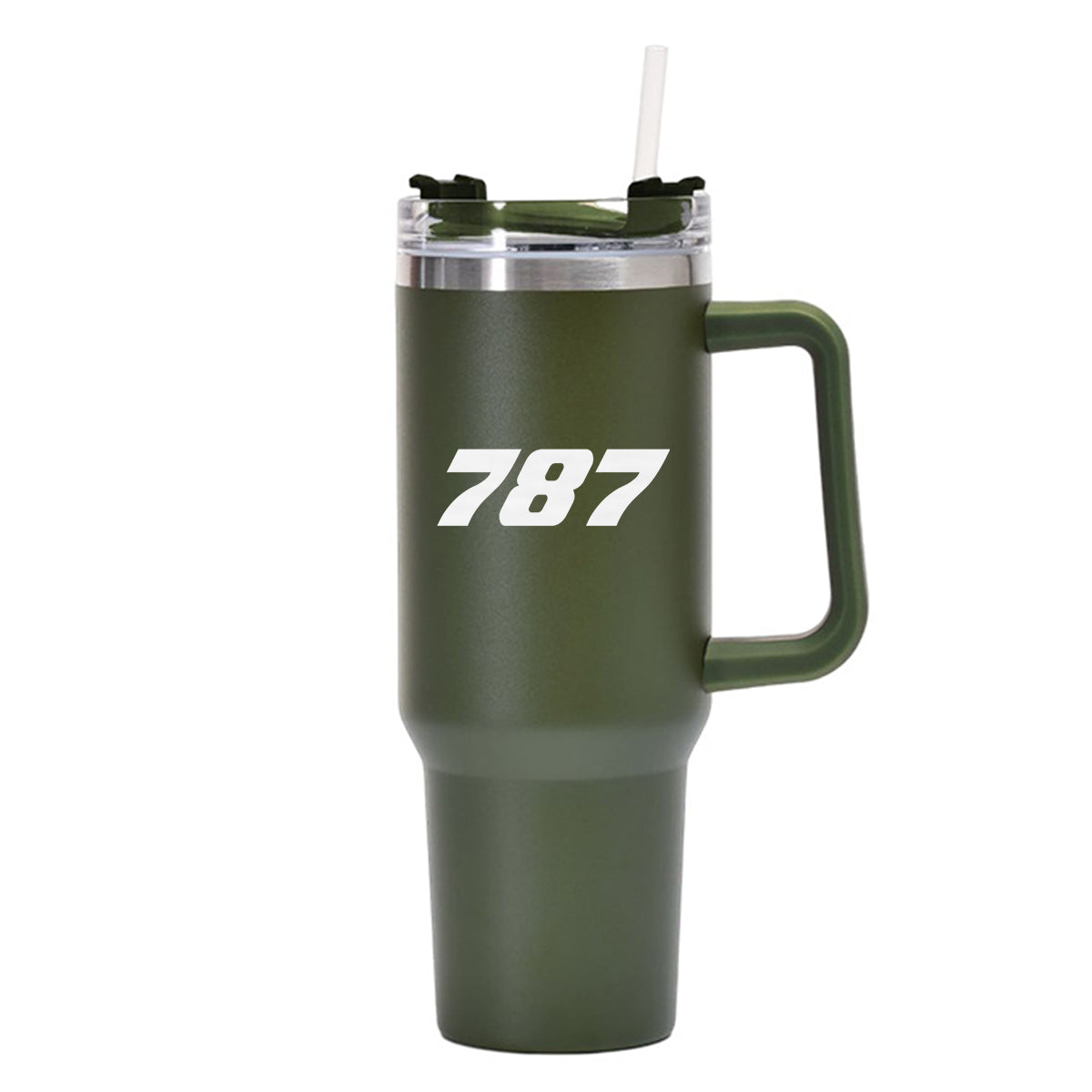787 Flat Text Designed 40oz Stainless Steel Car Mug With Holder