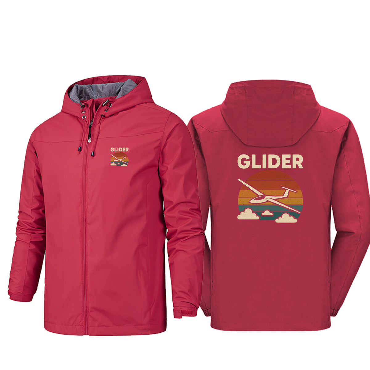Retro I Love Gliding Designed Rain Jackets & Windbreakers