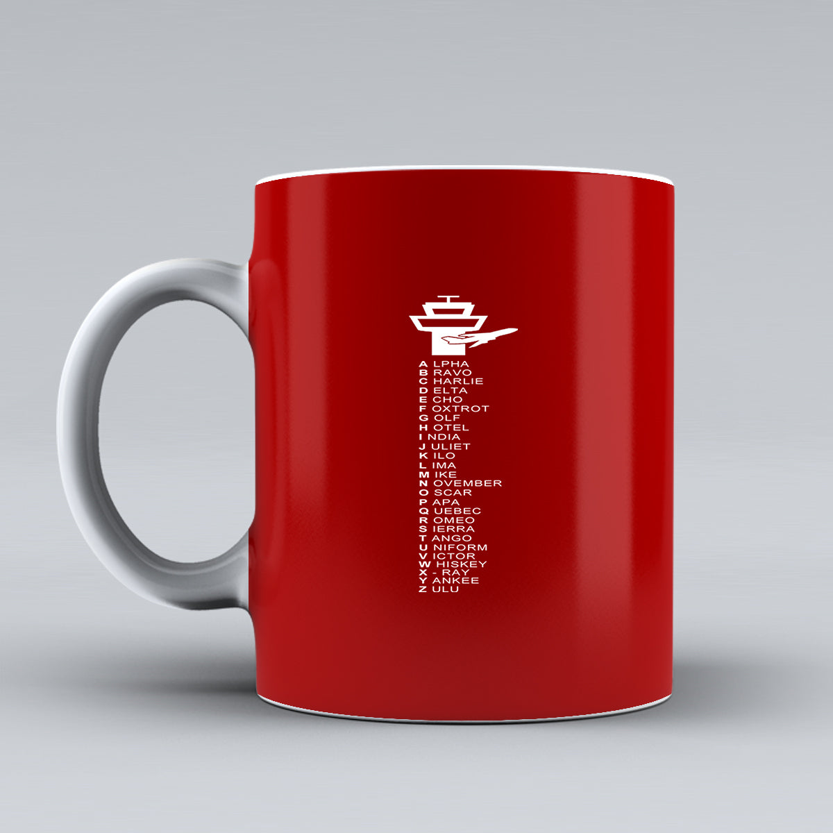 Aviation Alphabet Designed Ceramic White Mugs