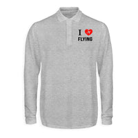 Thumbnail for I Love Flying Designed Long Sleeve Polo T-Shirts