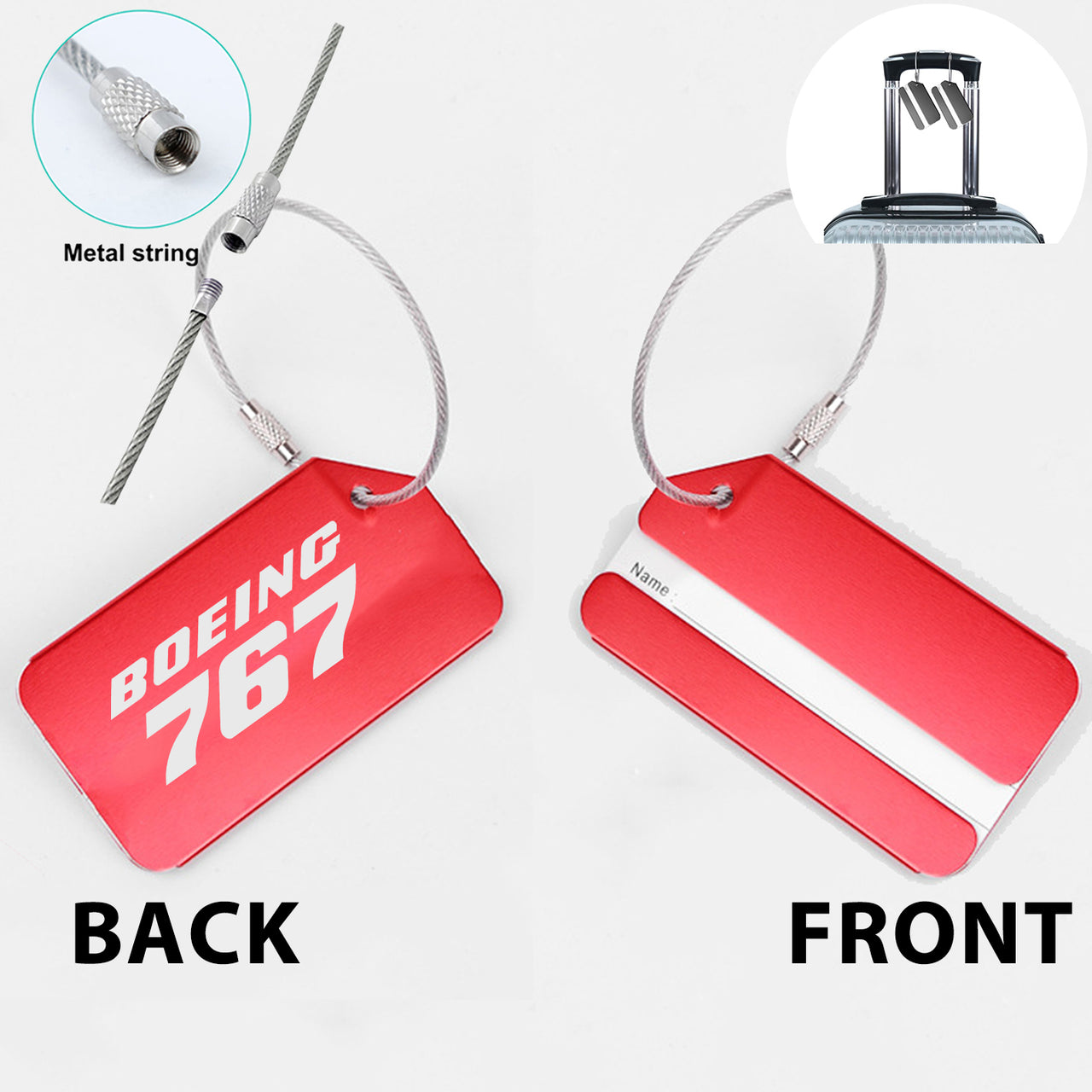 Boeing 767 & Text Designed Fashion Metal Luggage Tags