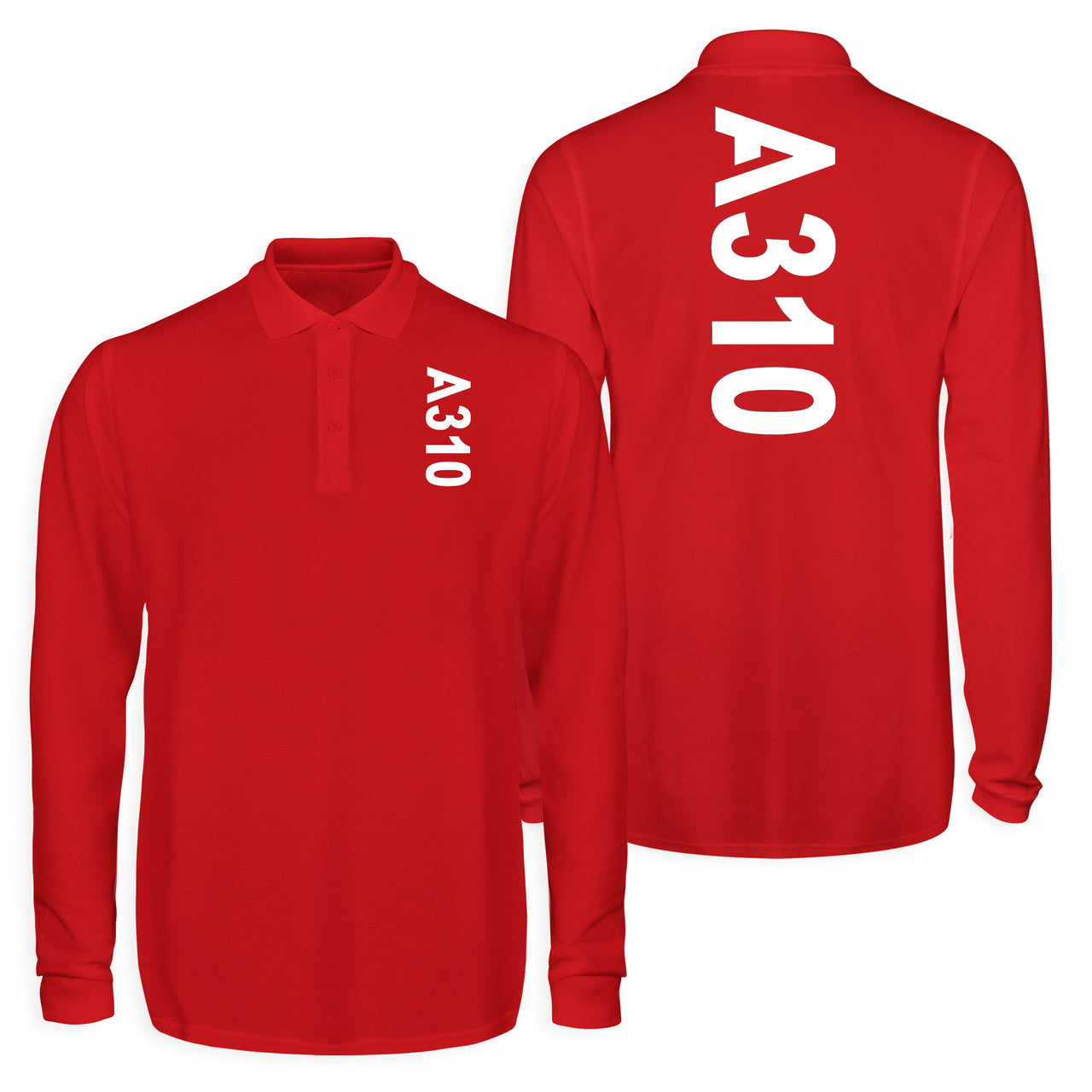 A310 Text Designed Long Sleeve Polo T-Shirts (Double-Side)