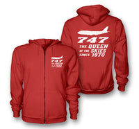 Thumbnail for Boeing 747 - Queen of the Skies (2) Designed Zipped Hoodies