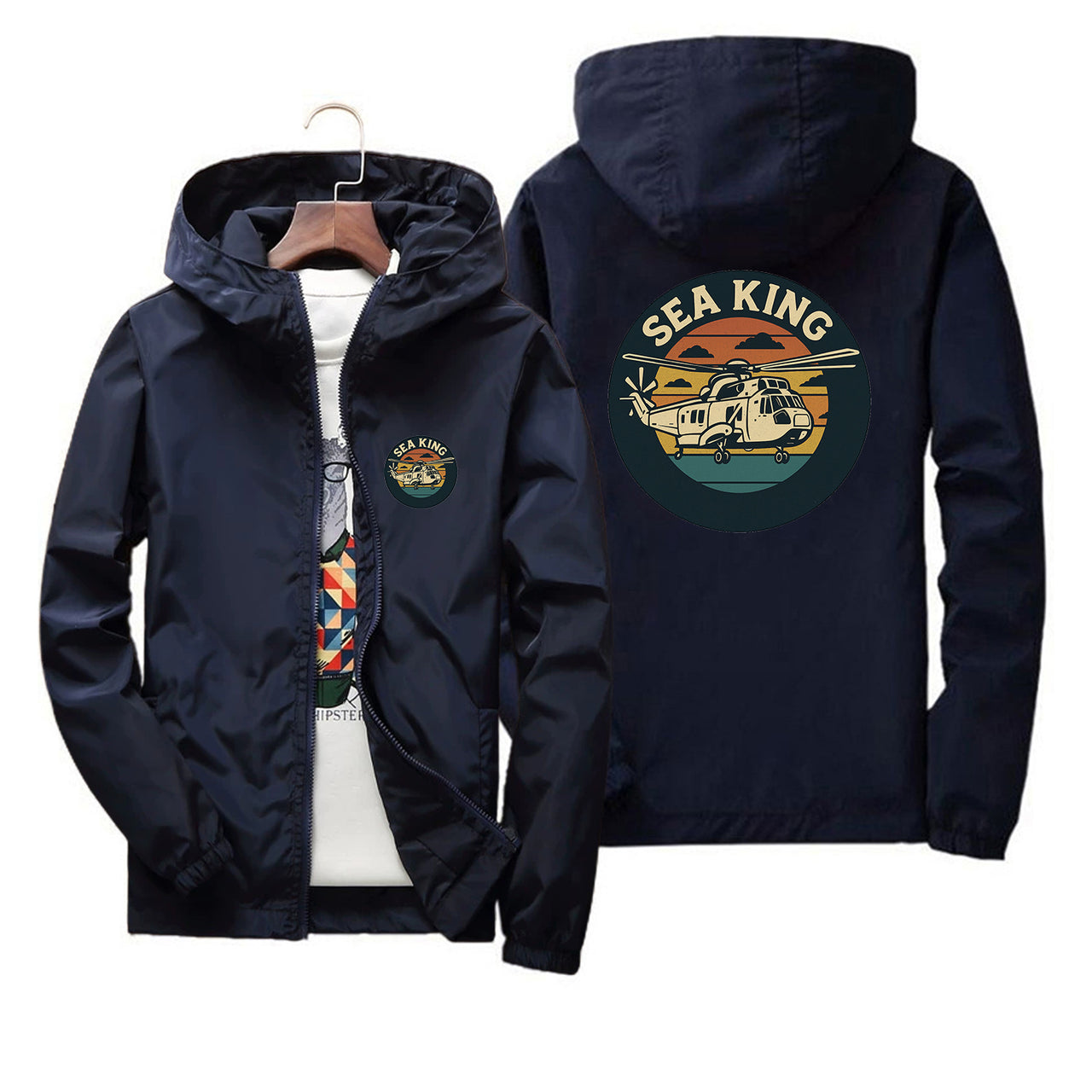 Sea King Helicopter Designed Thin Windbreaker Jackets