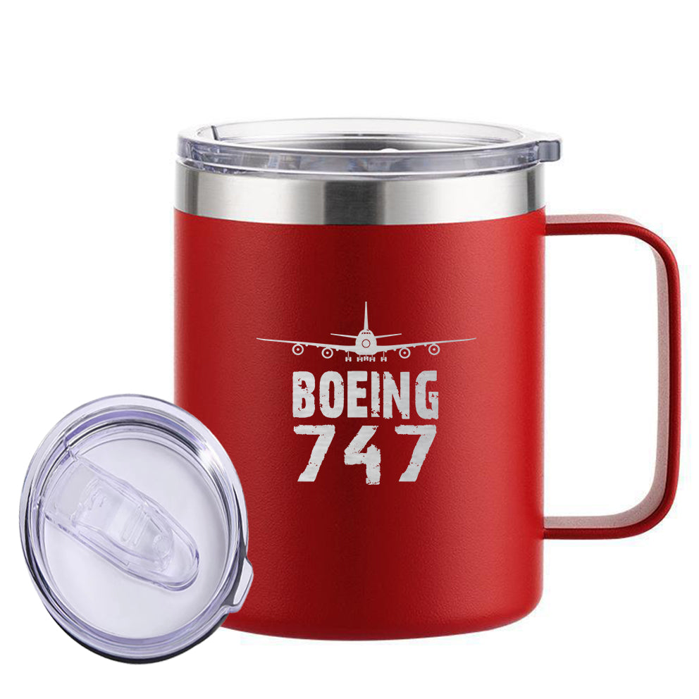 Boeing 747 & Plane Designed Stainless Steel Laser Engraved Mugs