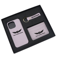 Thumbnail for Your Custom Name/Text Design Pebble Leather Phone Case For iPhone Keychain Card Holder Business Gift Set