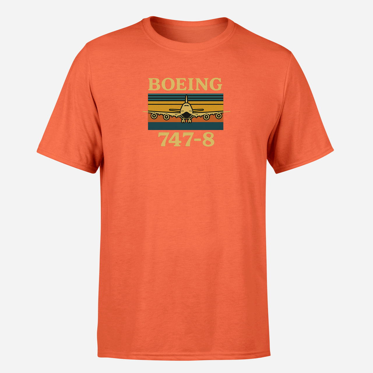 Retro Boeign 747-8 Design Super Quality T-Shirts