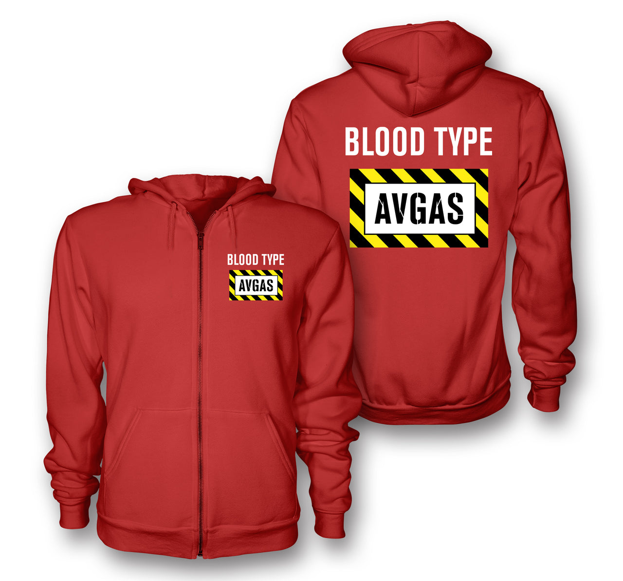 Blood Type AVGAS Designed Zipped Hoodies