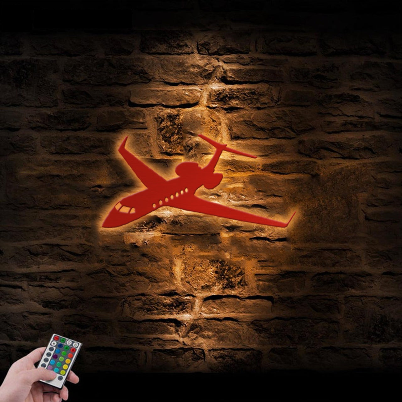 Amazing Business Jet Aircraft (FL-14) Designed Metal Wall Art LED Light