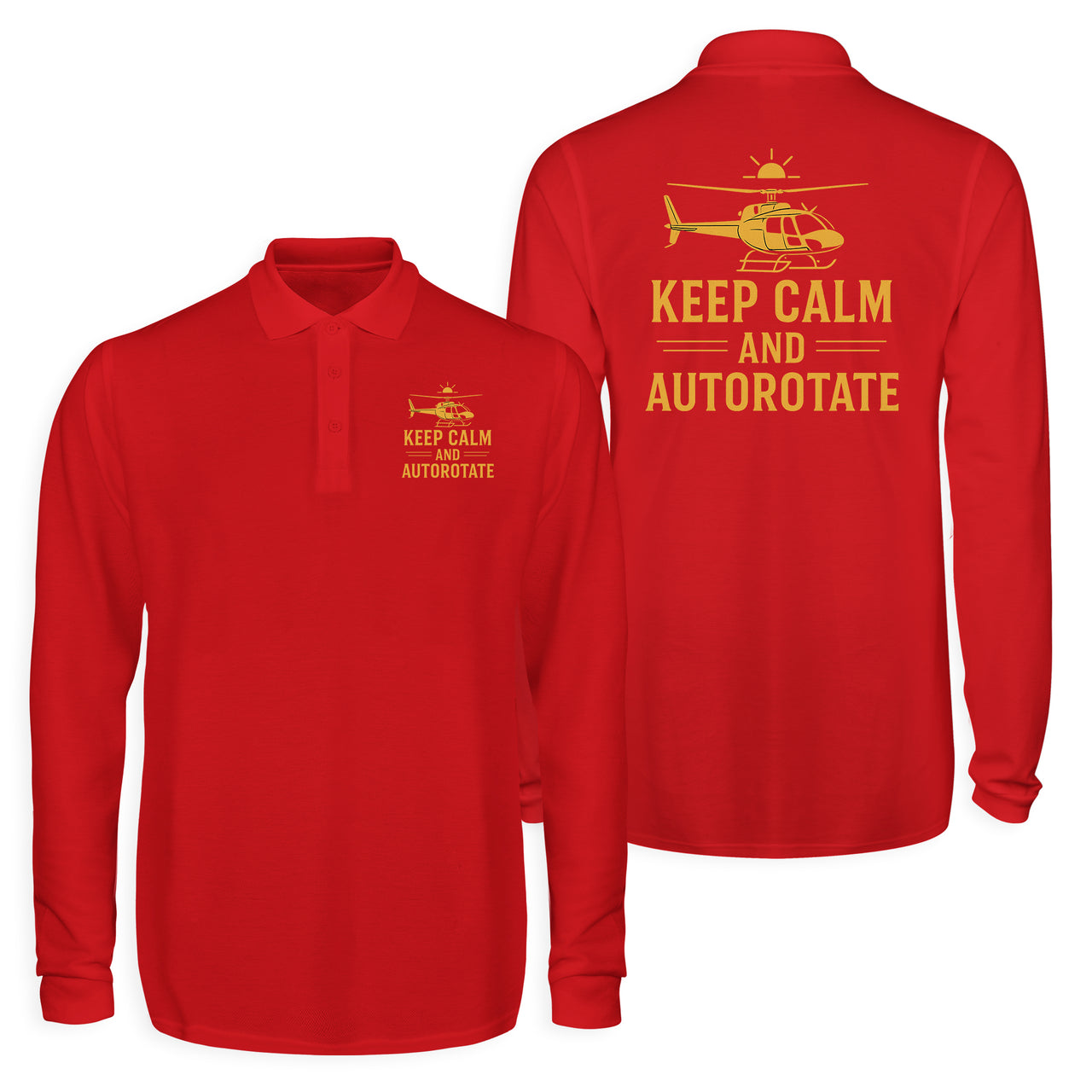 Keep Calm and Autorotate Designed Long Sleeve Polo T-Shirts (Double-Side)