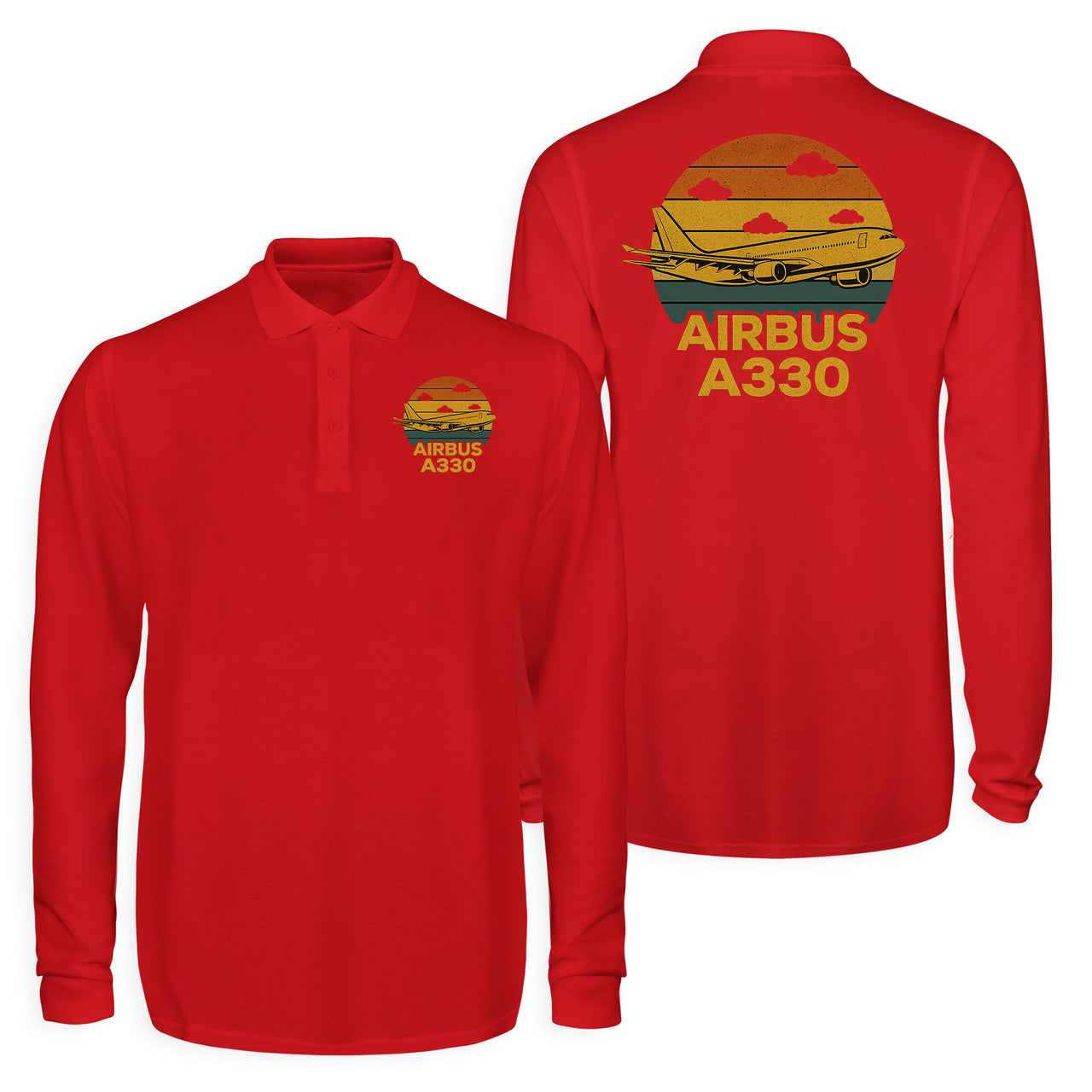 Retro Airbus A330 Designed Long Sleeve Polo T-Shirts (Double-Side)
