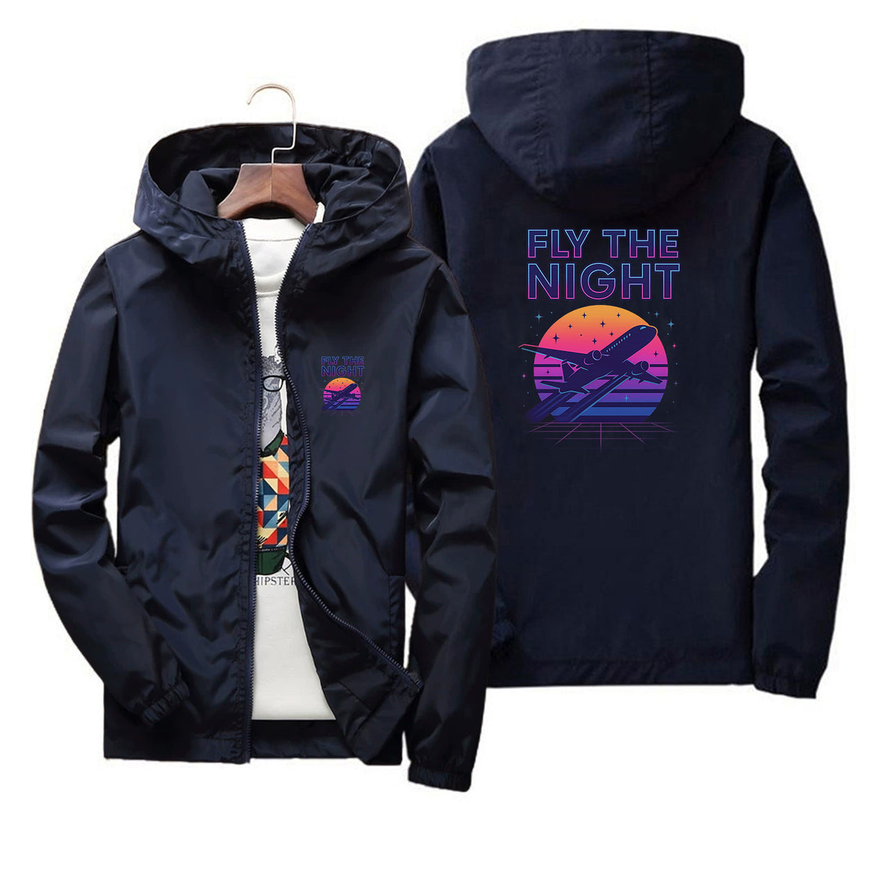 Fly The Night Designed Thin Windbreaker Jackets