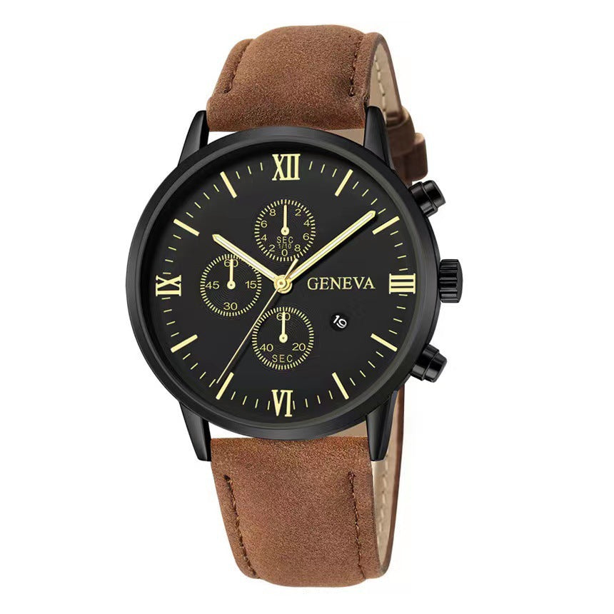 Quartz Watch Men Roman Dial Watch Fashion Round Date Quartz Watch