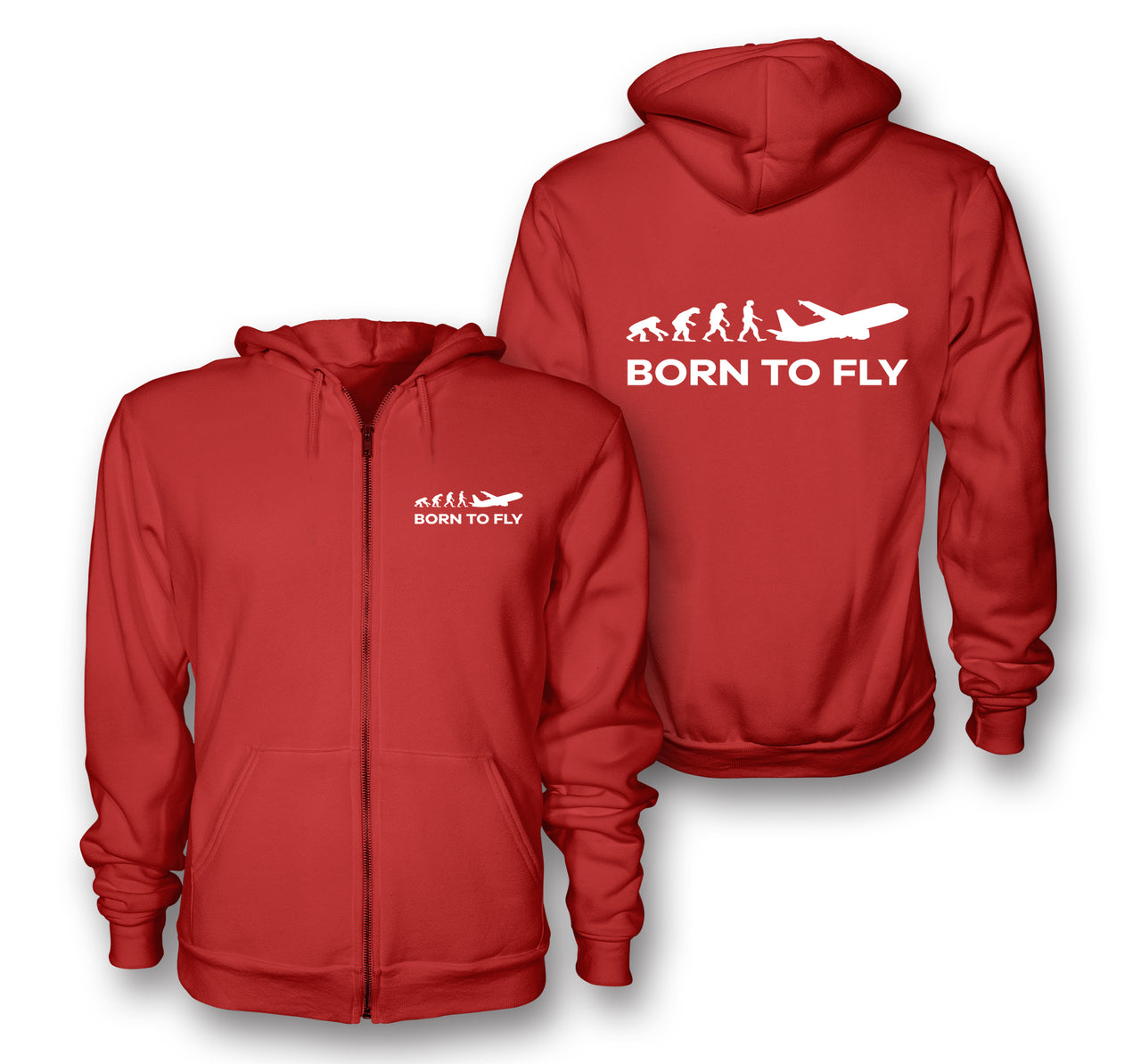 Born To Fly Designed Zipped Hoodies