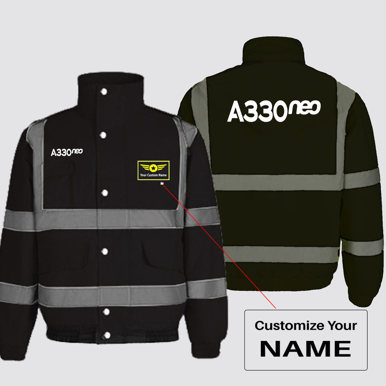 A330neo & Text Designed Reflective Winter Jackets