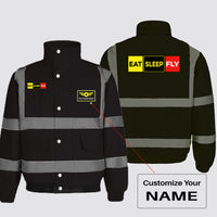 Thumbnail for Eat Sleep Fly (Colourful) Designed Reflective Winter Jackets