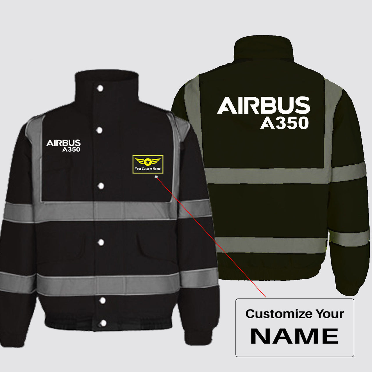 Airbus A350 & Text Designed Reflective Winter Jackets