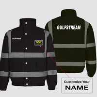 Thumbnail for Gulfstream & Text Designed Reflective Winter Jackets