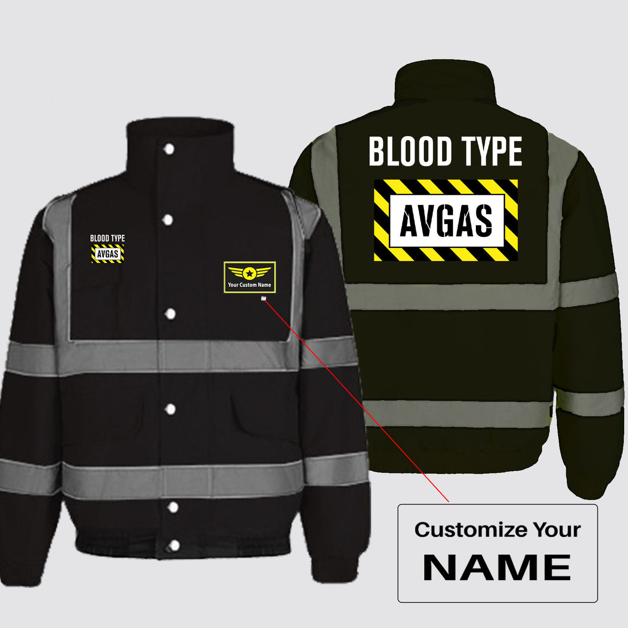 Blood Type AVGAS Designed Reflective Winter Jackets