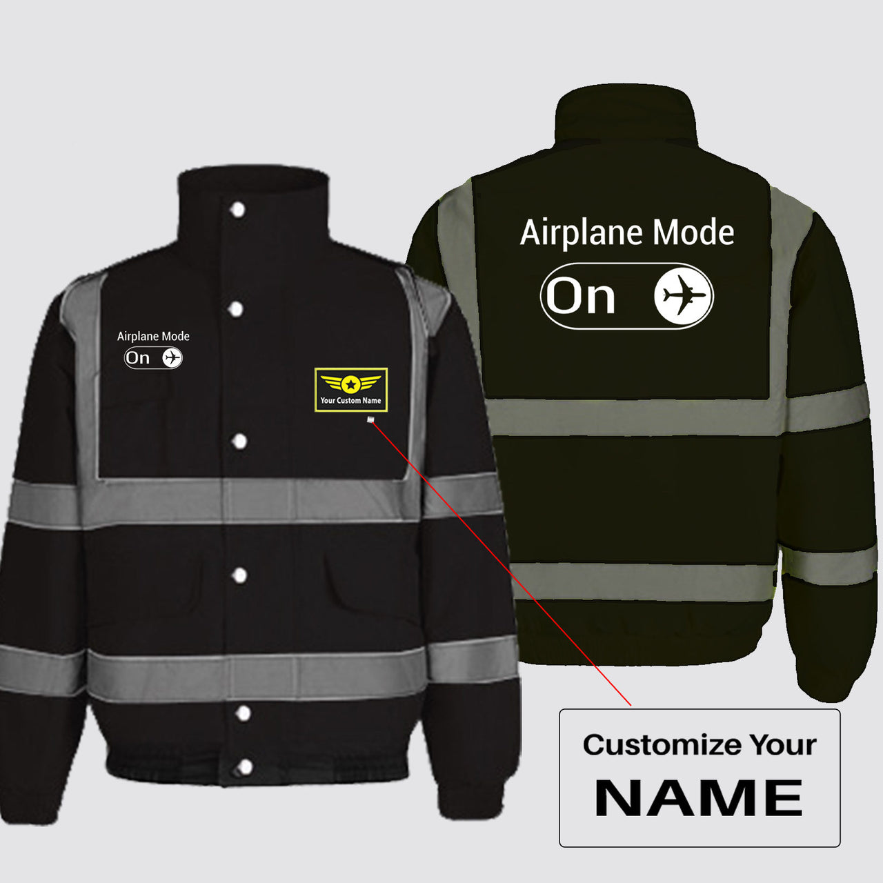 Airplane Mode On Designed Reflective Winter Jackets