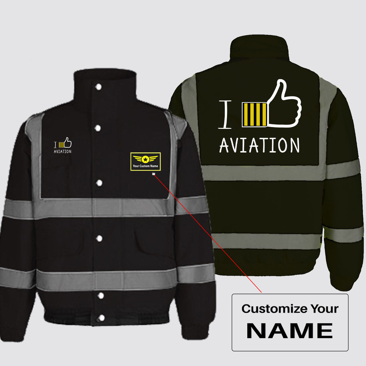 I Like Aviation Designed Reflective Winter Jackets