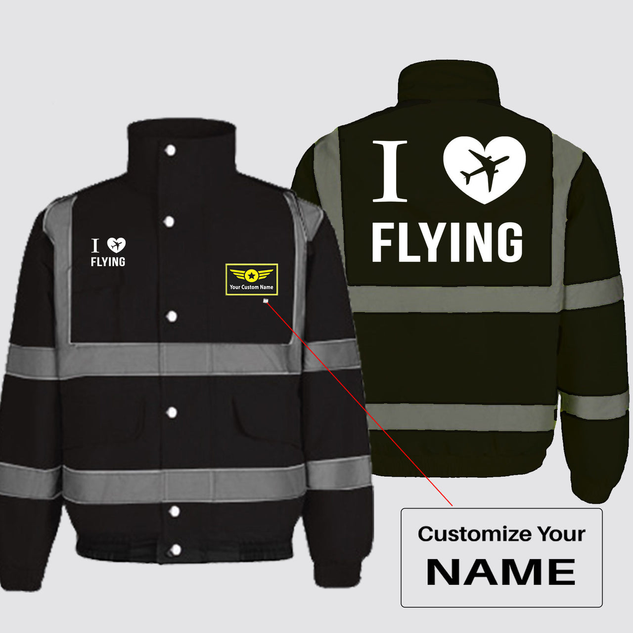 I Love Flying Designed Reflective Winter Jackets