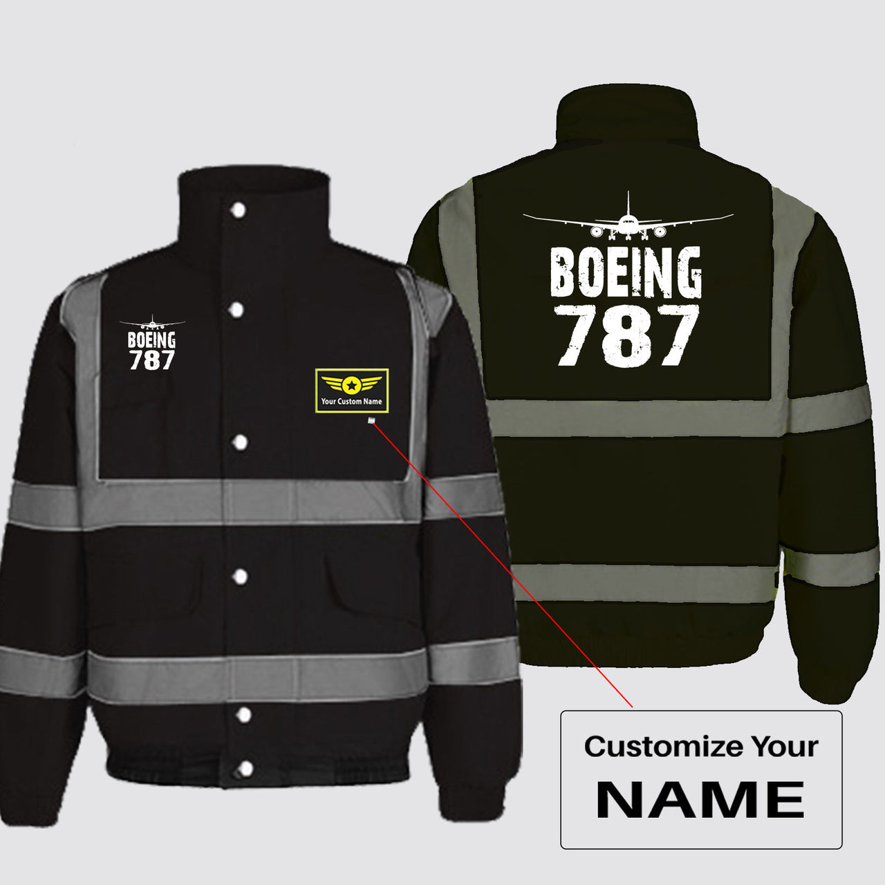 Boeing 787 & Plane Designed Reflective Winter Jackets