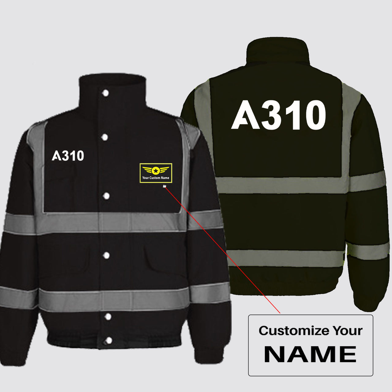 A310 Flat Text Designed Reflective Winter Jackets
