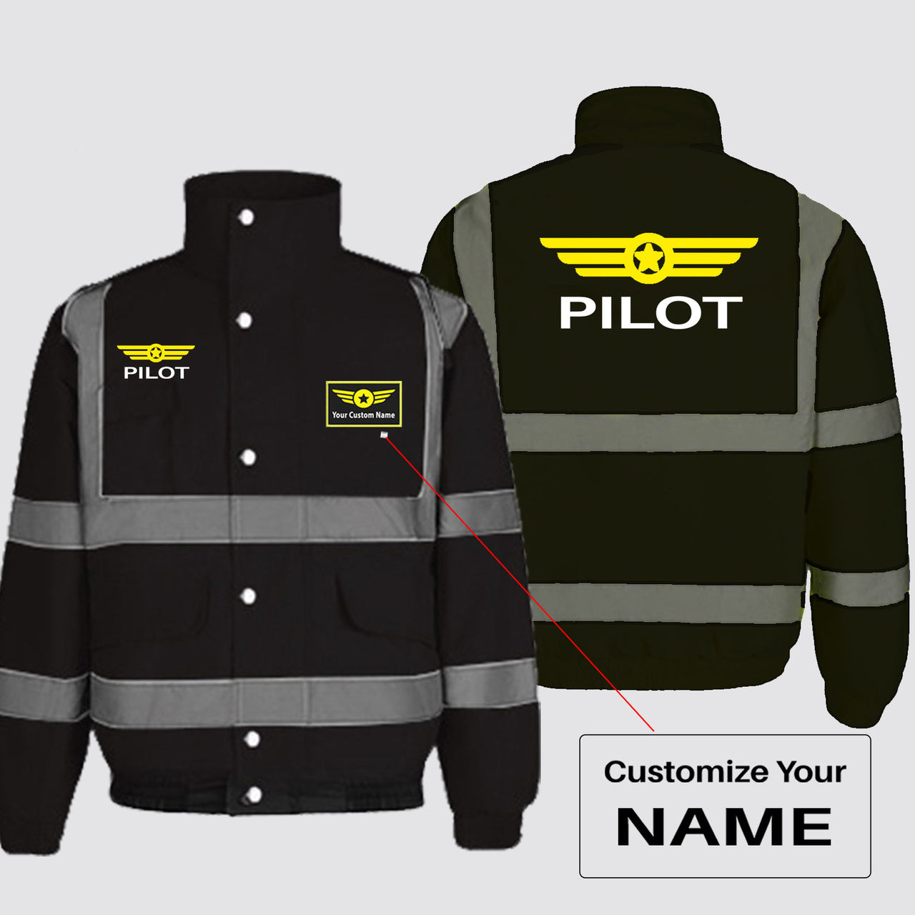 Pilot & Badge Designed Reflective Winter Jackets