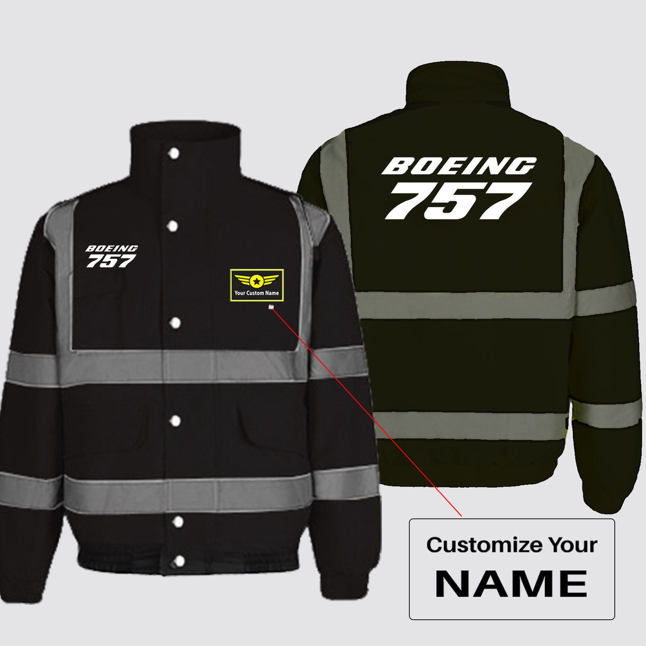 Boeing 757 & Text Designed Reflective Winter Jackets