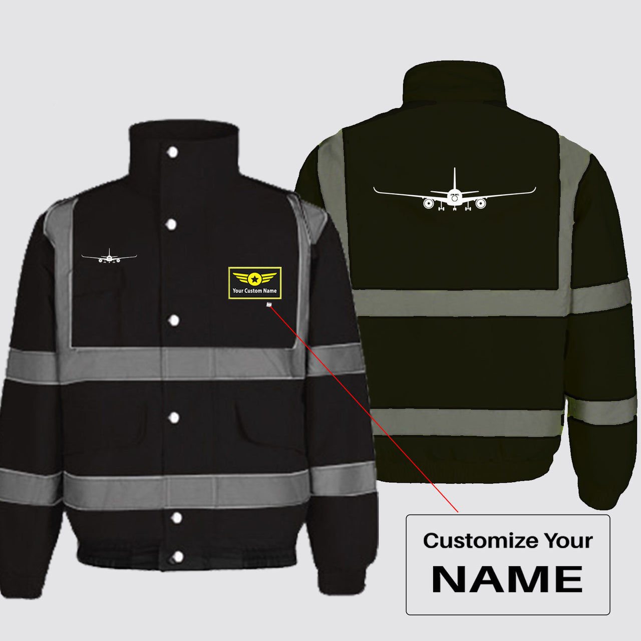 Airbus A350 Silhouette Designed Reflective Winter Jackets
