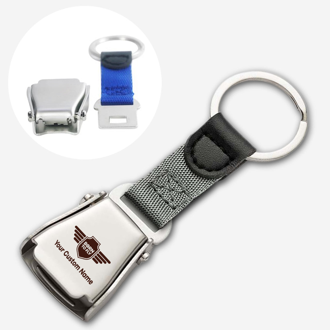 Custom Name (Badge 5)Designed Airplane Seat Belt Key Chains