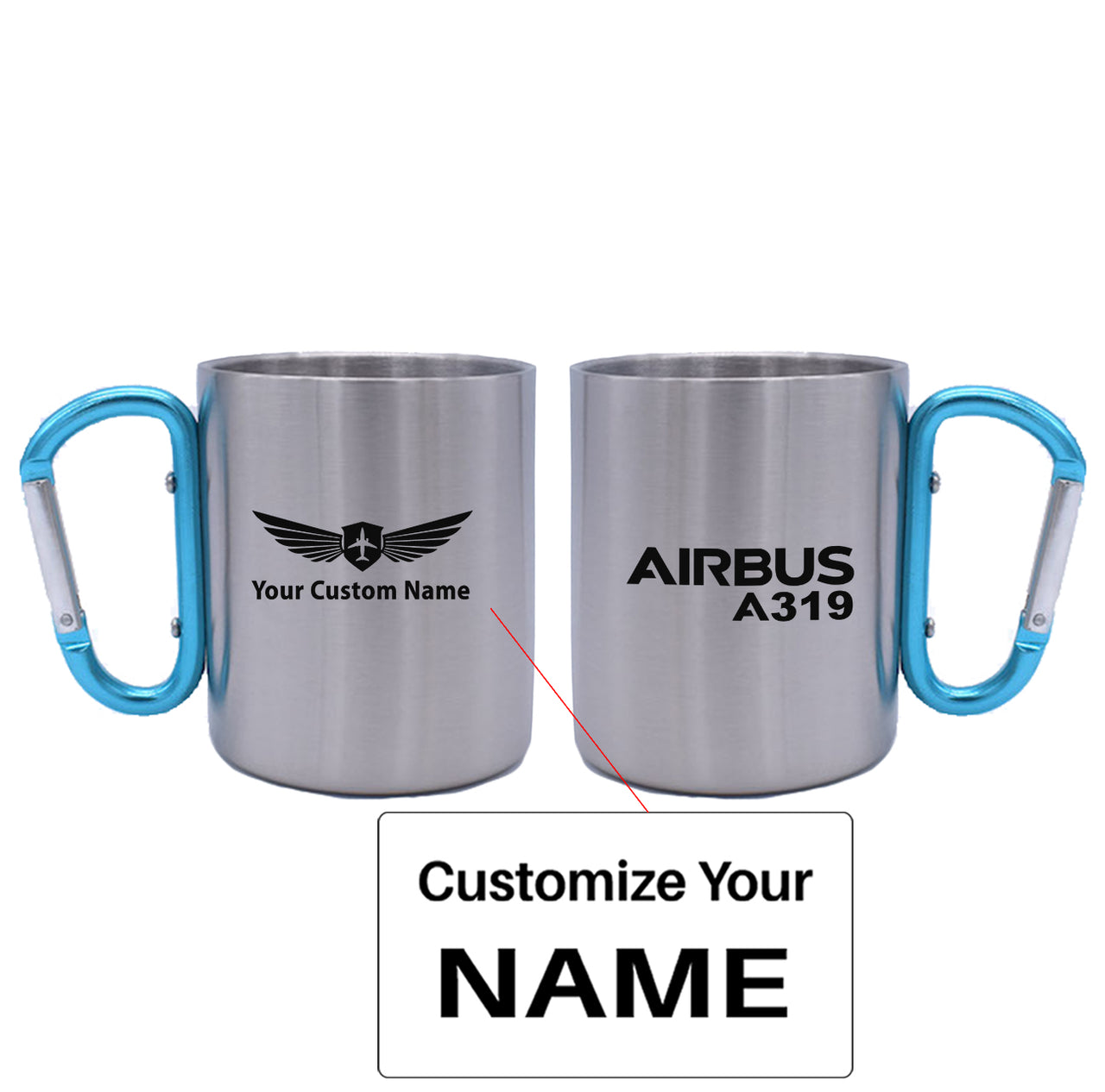 Airbus A319 & Text Designed Stainless Steel Outdoors Mugs
