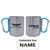 Thumbnail for Airbus A319 & Text Designed Stainless Steel Outdoors Mugs