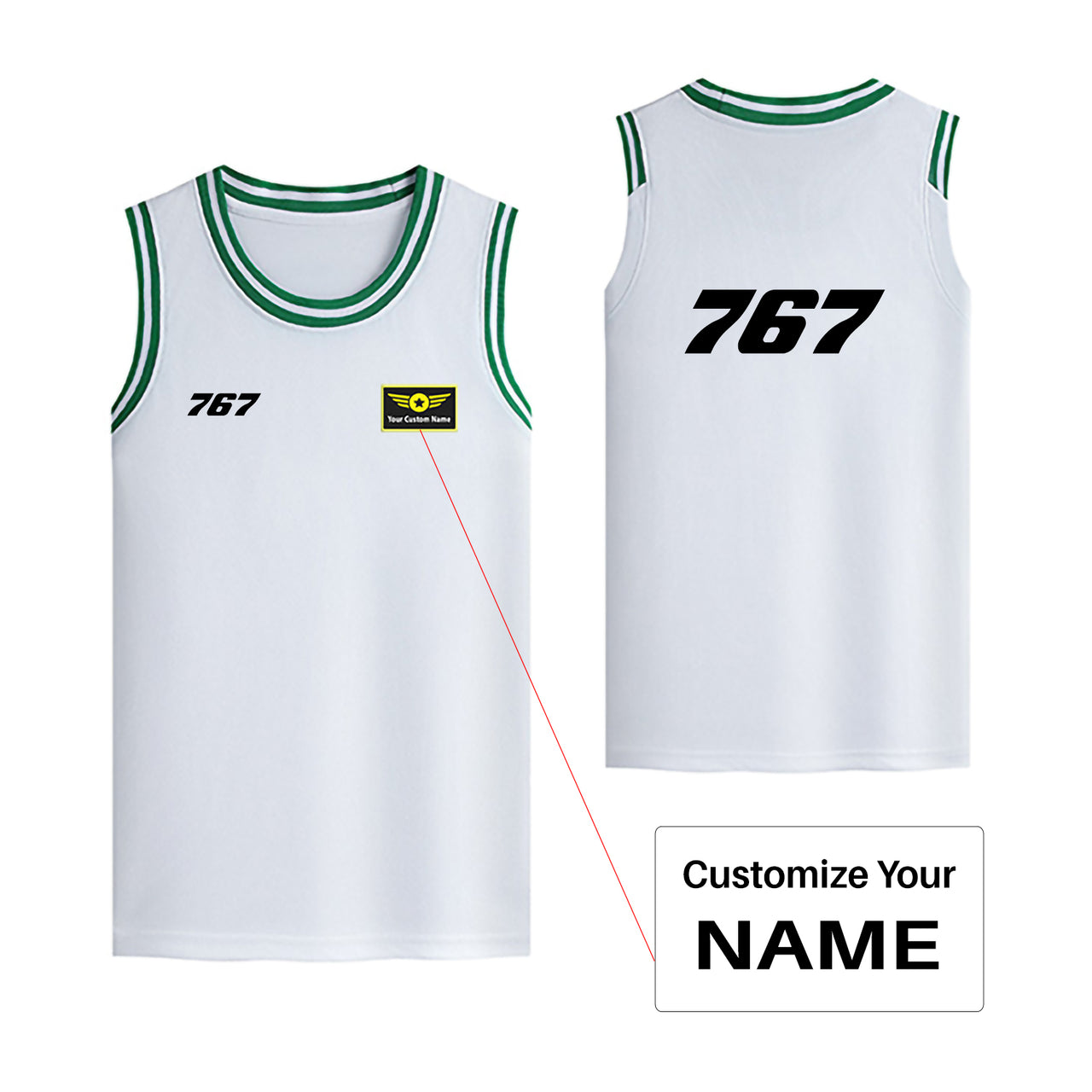 767 Flat Text Designed Basketball Style Sports Tank Tops