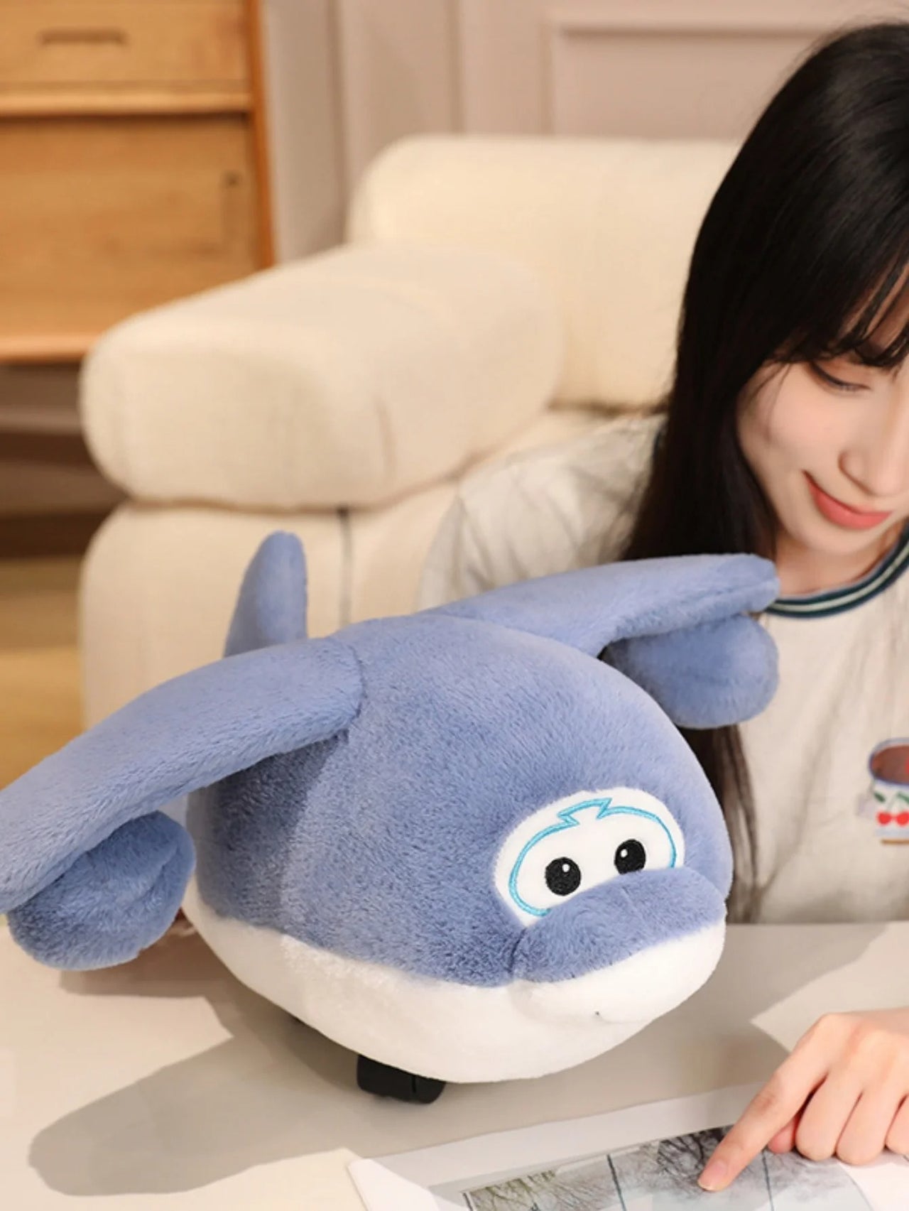 Large Airplane Plush Toy With Wheels