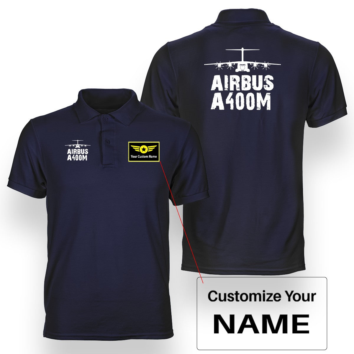 Airbus A400M & Plane Designed Double Side Polo T-Shirts