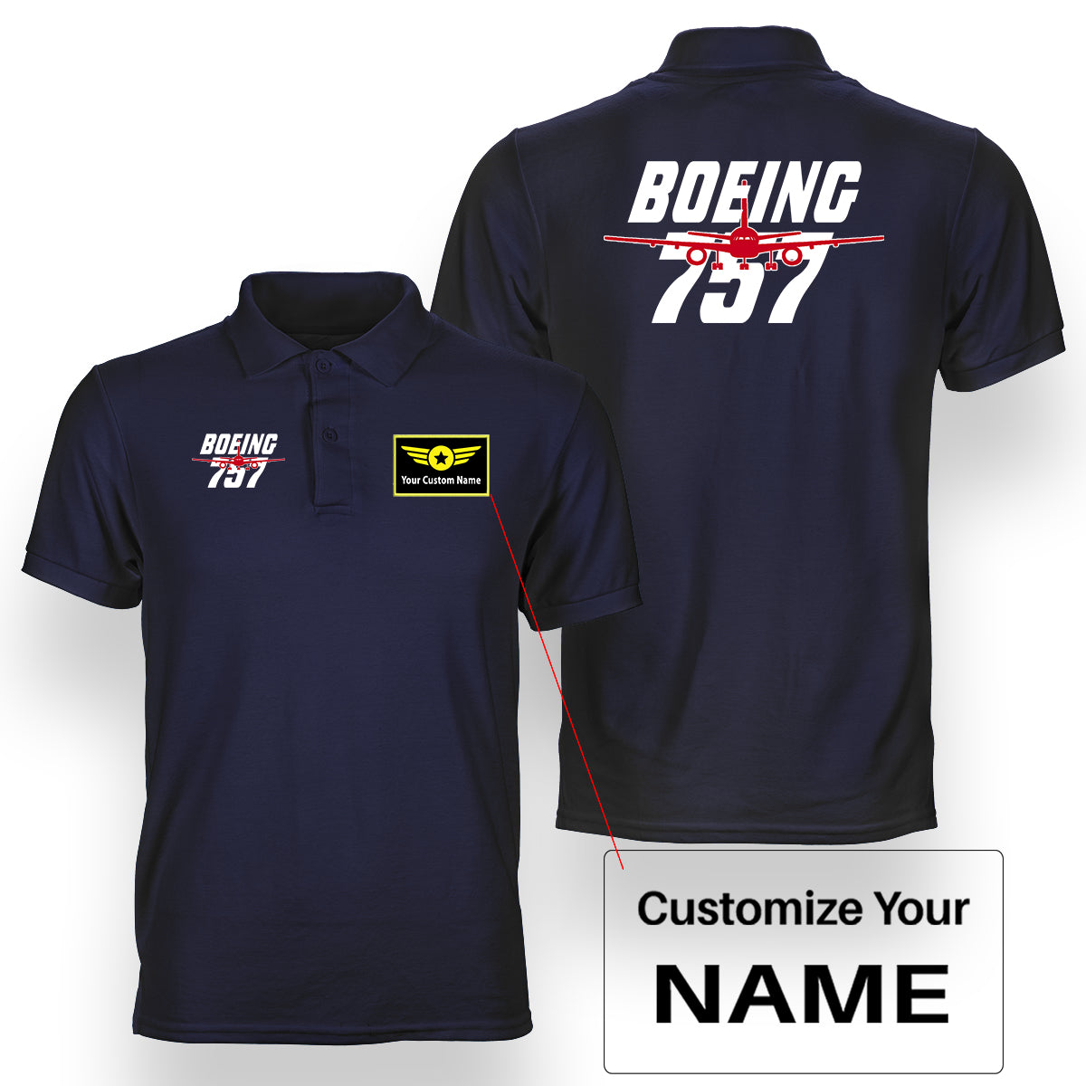 Amazing Boeing 757 Designed Double Side Polo T-Shirts